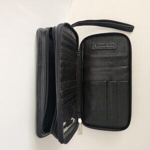 Kenneth Cole New York Black Leather Zip Around Travel Case Unisex